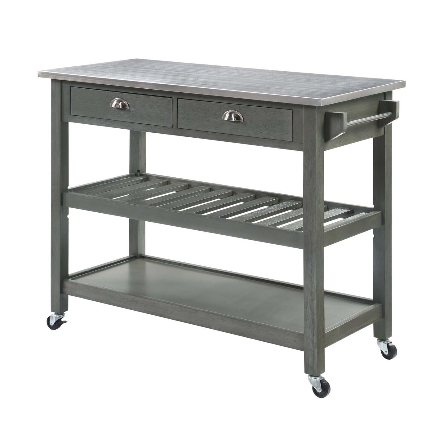 HomeStock Stainless Steel Kitchen Cart with Drawers - 3 Tier Rolling Utility Cart Dark Gray