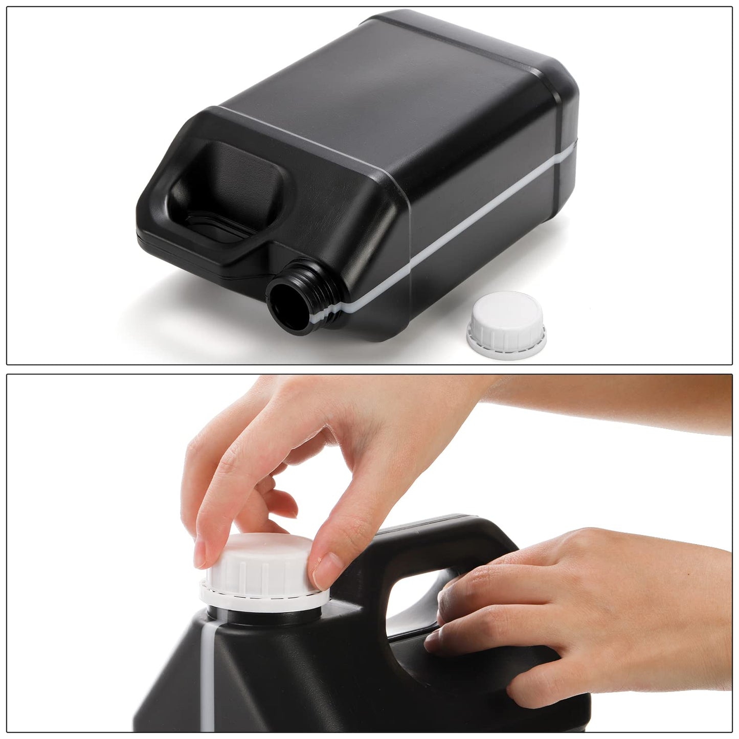 Hacaroa 3 Pack Plastic Storage Jug for Non-Flammable Liquid, 1 Gallon/4L HDPE Motor Oil Container with White Lid&Ergonomic Handle, Black Empty Bottle for Bleach, Detergent, Lubricant, Not for Fuel Use