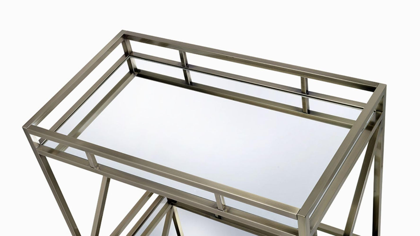 Mirrored Antique Gold Serving Cart