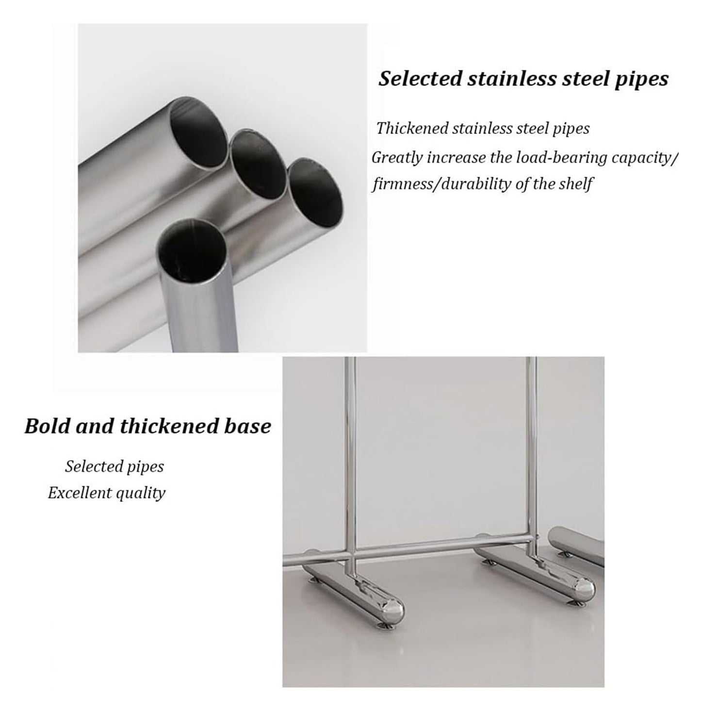 CUTPOIY Clothes Rail Garment Rack Commercial Heavy Duty Garment Rack, Stainless Steel Clothing Rack Free Standing Coat Rack for Bedroom Clothes Drying Rack for Hanging Clothes, Silver-130x40x170cm