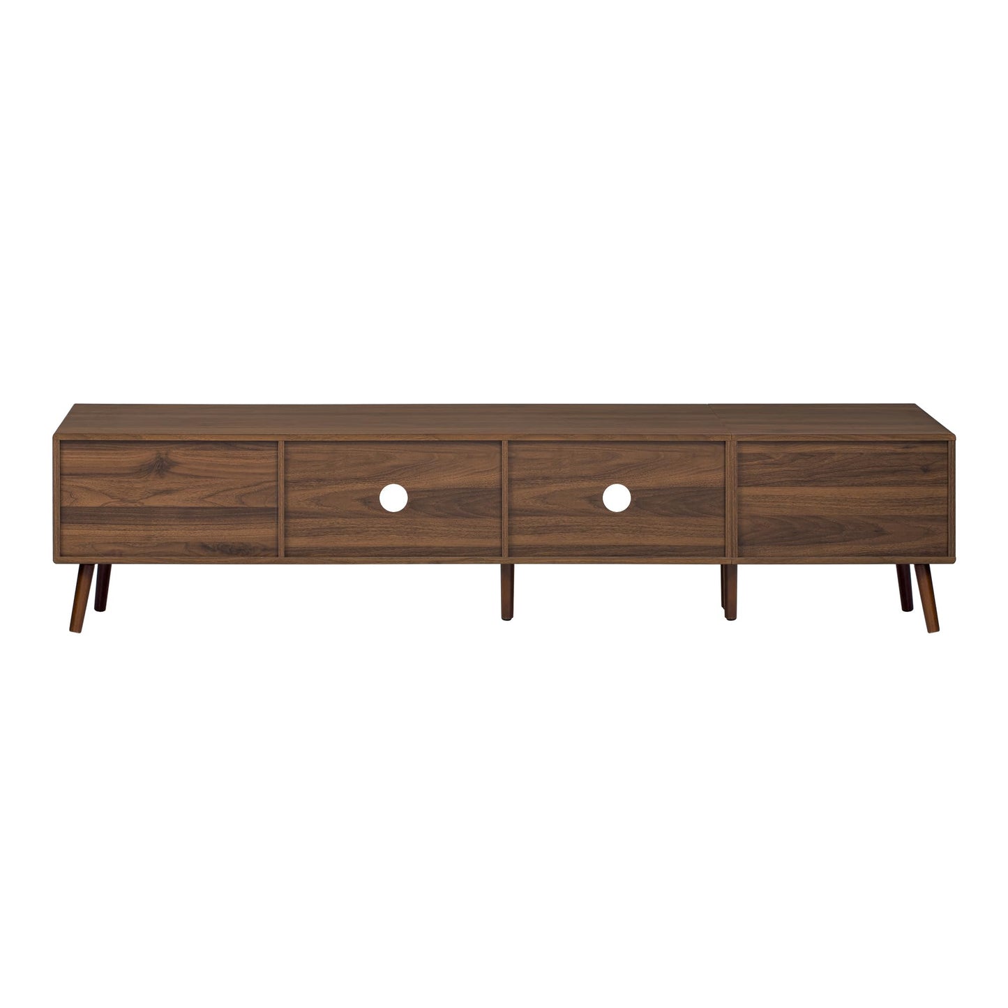 Merax Modern 76 Inch TV Stand for 85 Inch TV, Wood Grain Media Console with Glass Doors, Storage Cabinets & Drawers, Entertainment Center for Living Room Bedroom