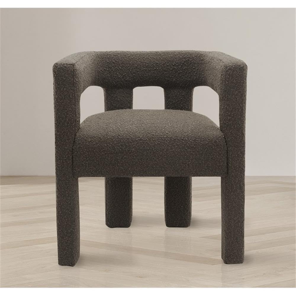 Meridian Furniture Athena Collection Modern | Contemporary Boucle Fabric Upholstered Accent | Dining Chair, 25" W x 21" D x 27" H, Brown