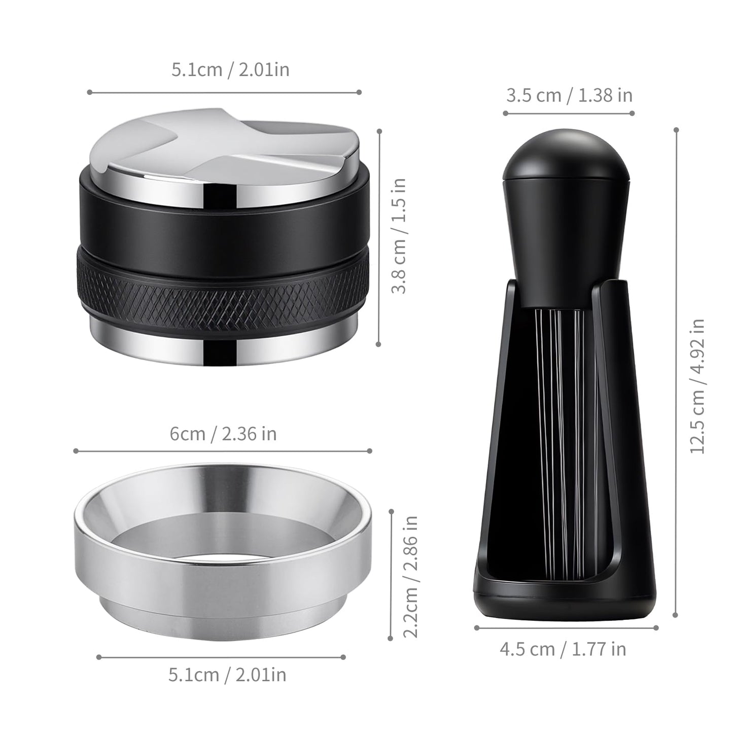 Choxila Espresso Tools Kit – 51mm 2-in-1 Distributor & Tamper, WDT Tool with Needles, Magnetic Dosing Funnel, Espresso Tamper, Espresso Machine Accessories