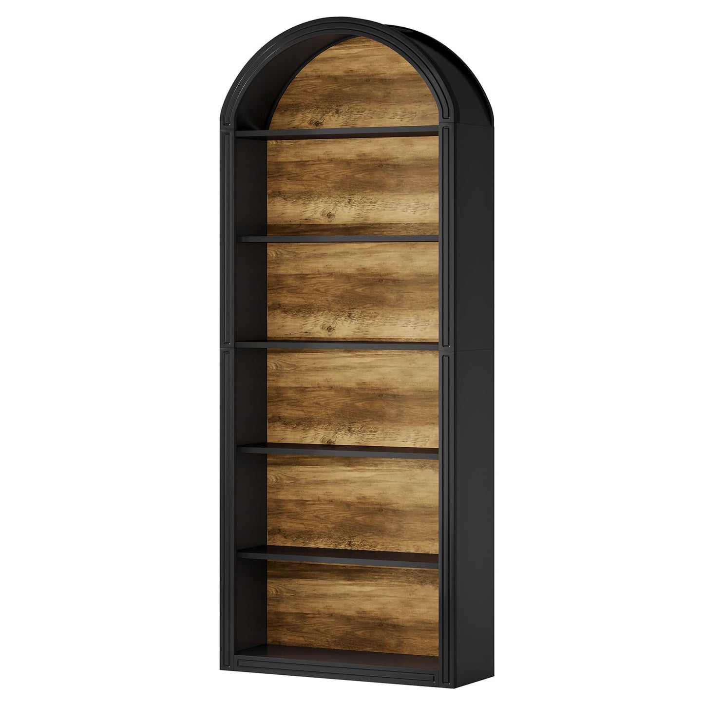 Tribesigns 6-Tier Black Arched Bookshelf, 77.16" Tall Arched Bookcase with Storage Shelves, Floor Standing Open Display Shelving Unit for Living Room, Bedroom, Home Office