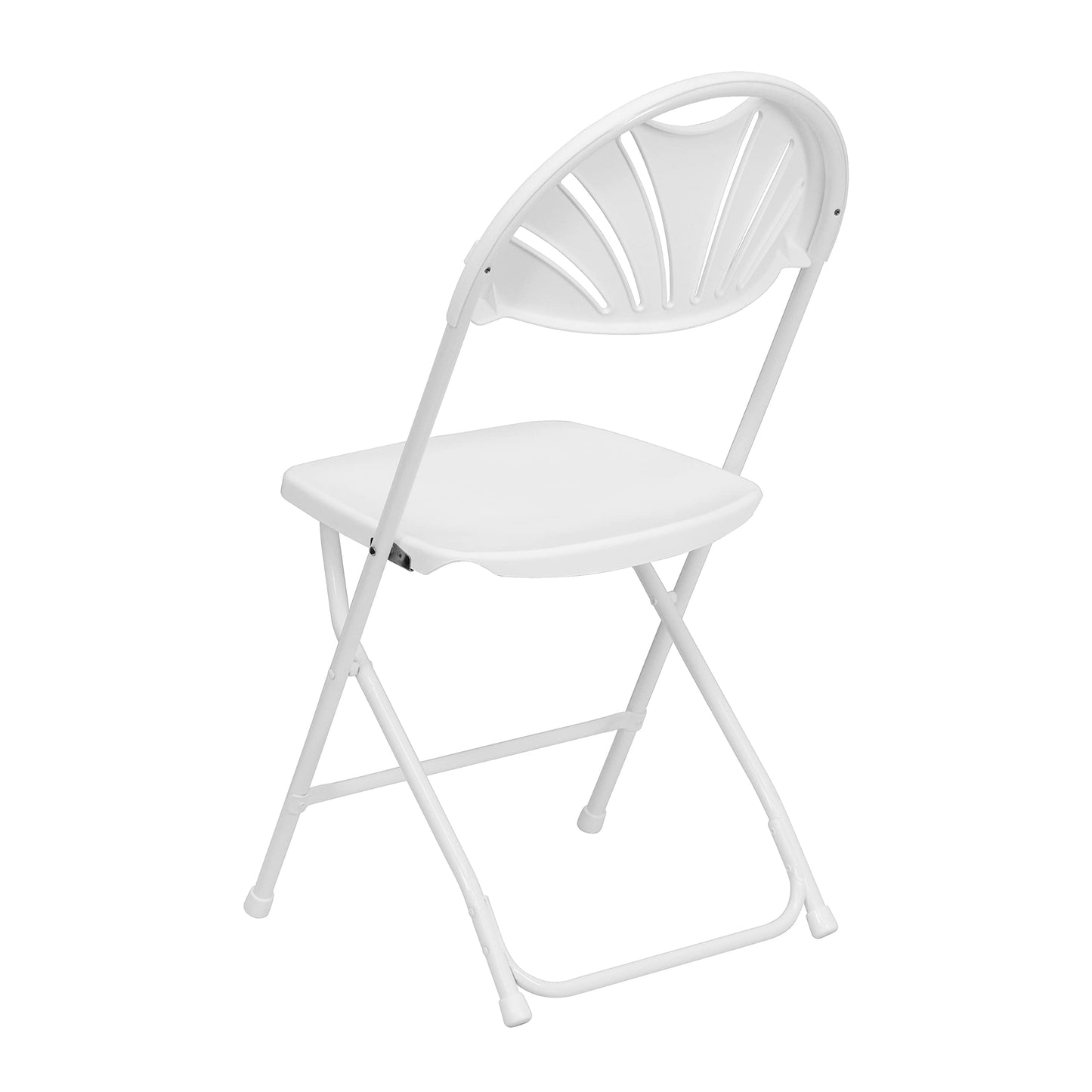 BizChair 8 Pack 650 lb. Capacity White Plastic Fan Back Folding Chair