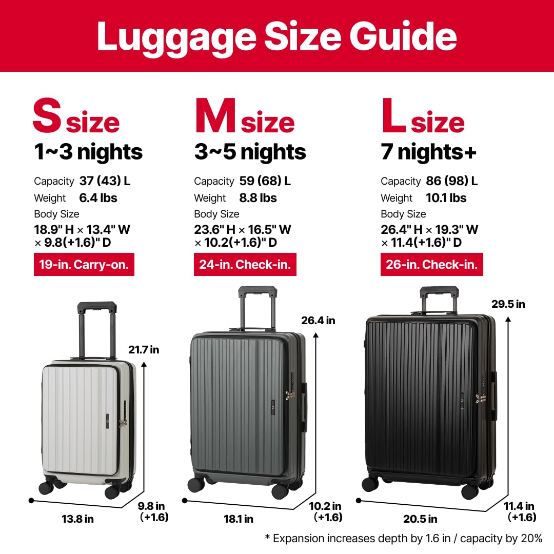 LEGEND WALKER 26" Large Checked Luggage, Front Opening Expandable Hardshell Suitcase with Spinner Wheels, TSA Lock, USB Port & Cup Holder, Light Green, 5524-67