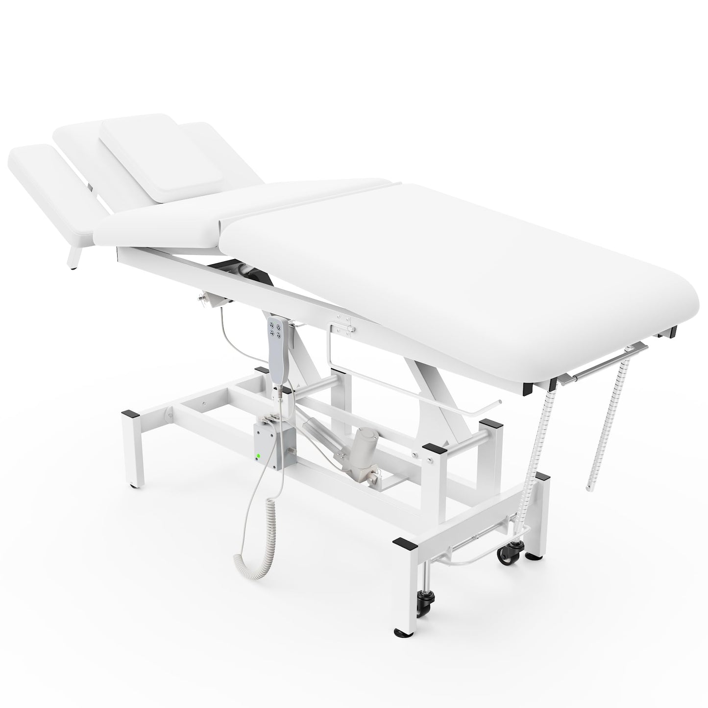 Dolonm 2 Motors Electric Massage Table, Hydraulic Electric Lift Adjustable Waist and Height Lifting Functions for Treatment, Physical Therapy, Spinal Massage, Facial Spa, Waxing, Tattooing - White