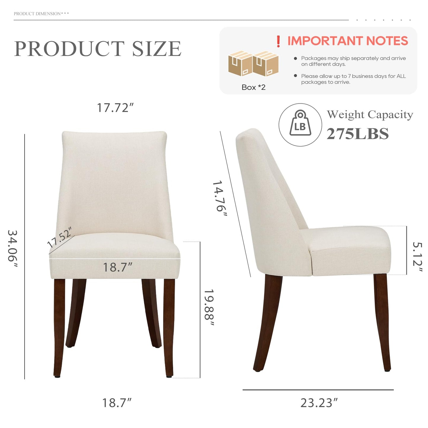 COLAMY Upholstered Dining Chairs Set of 4, Mid Century Modern Kitchen Chairs with Back, Farmhouse Fabric Side Dining Room Chairs with Wood Legs for Dining Room Restaurant, Beige