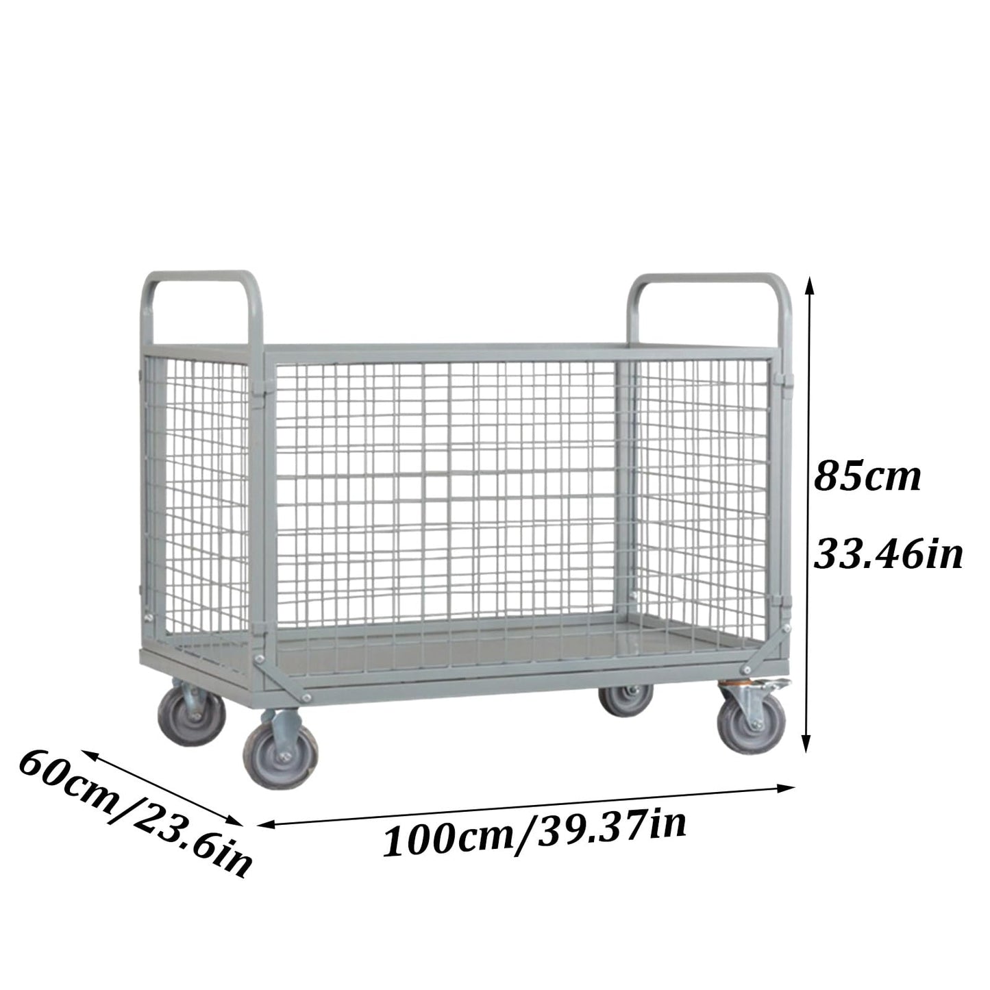 Heavy Duty Foldable Platform Cart with Cage, 2000 LBS Capacity, Ideal for Warehouse Supermarkets and Multipurpose Use