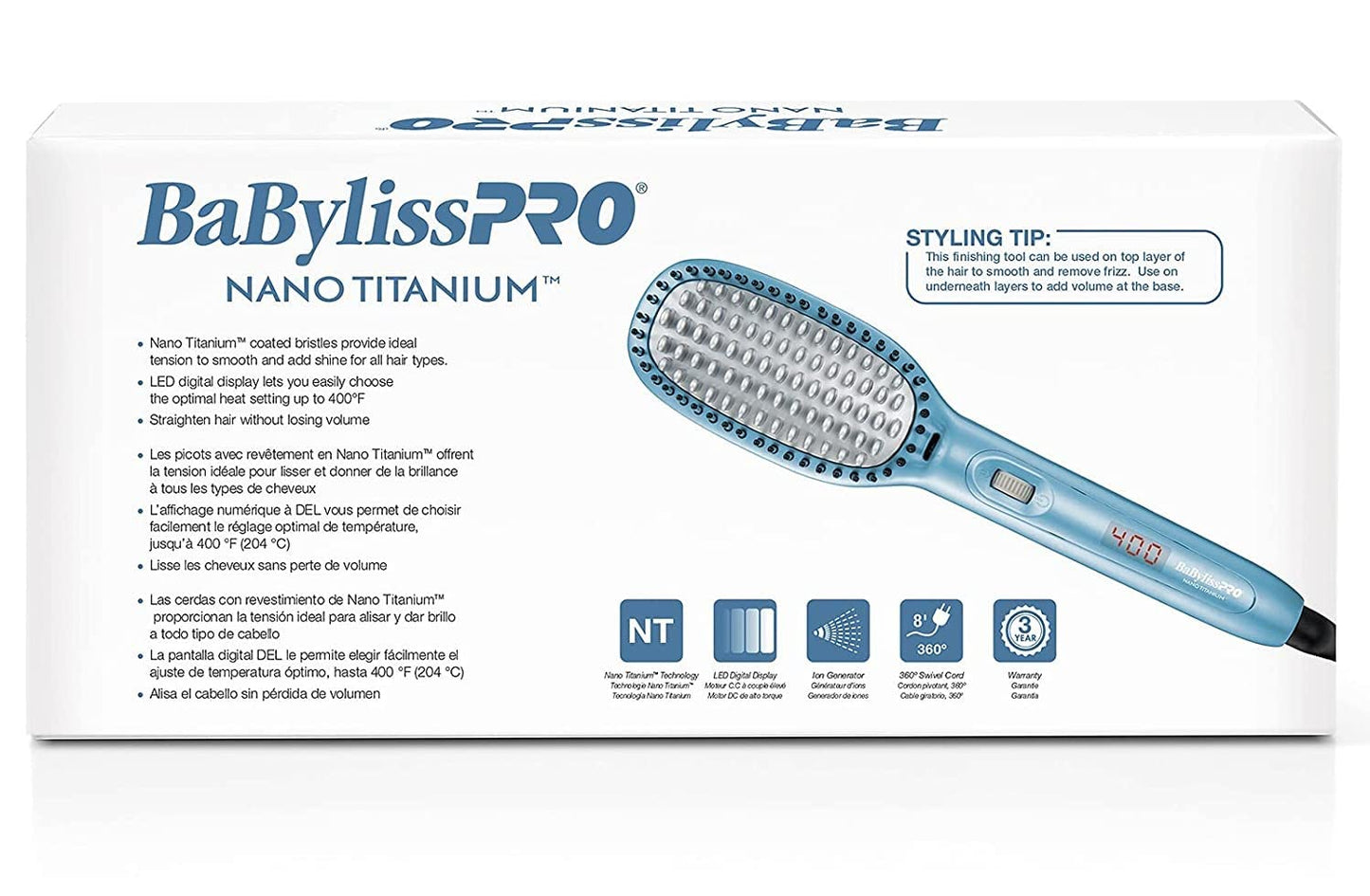 BaBylissPRO BaBylissPRO Nano Titanium Thermal Paddle Brush, Hair Styling Tools & Appliances, BNTPB1UC