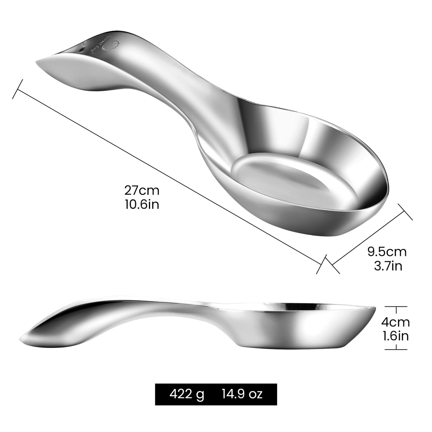 Break-Proof Kitchen Spoon Rest for Stove Top – Premium Stainless Steel Spoon Holder for Kitchen Counter – Mirror-Polished, Heavy-Duty with a Luxury Look – Dishwasher Safe & 5-Year Warranty