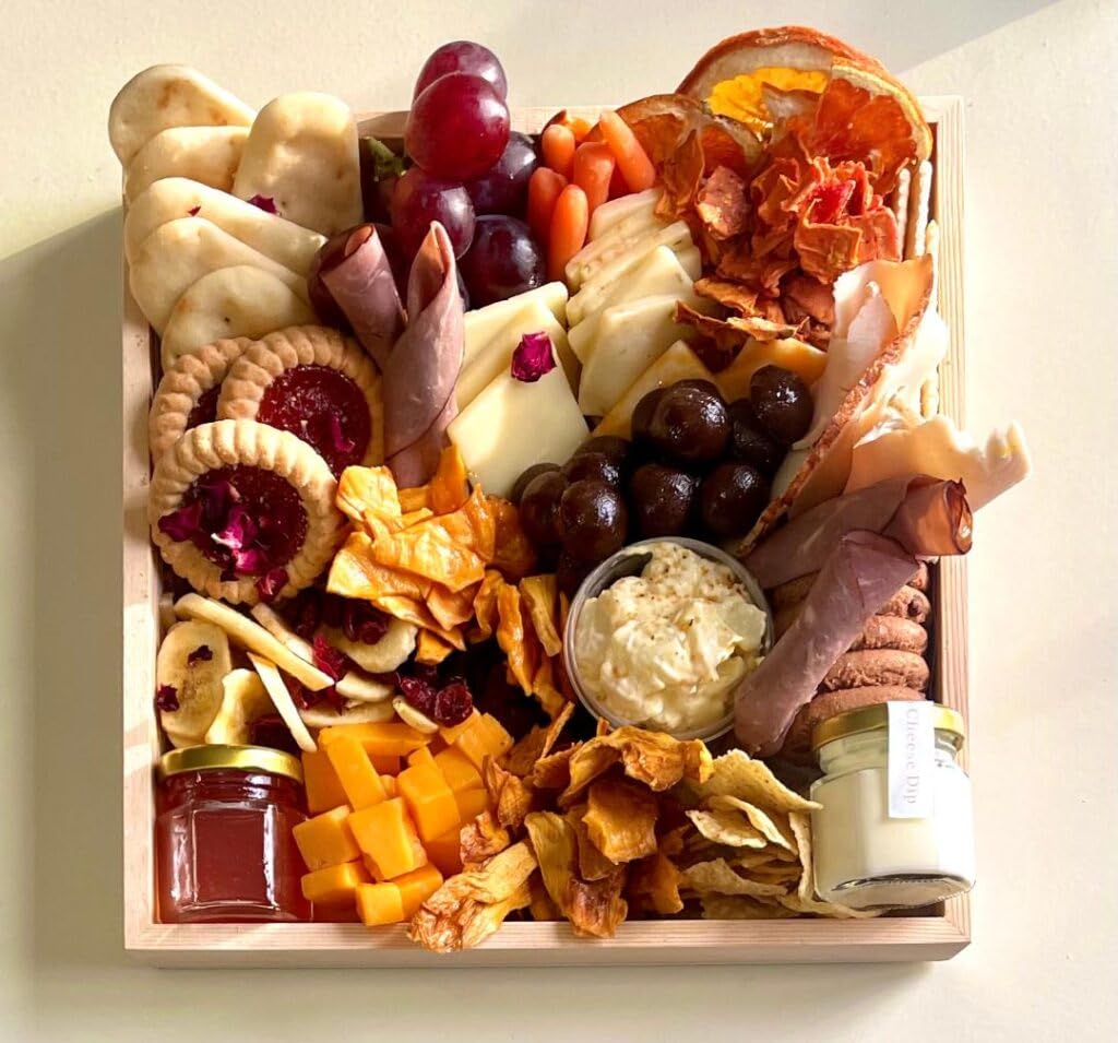 Island Charcuterie Board Fully Assorted Cheeses, fruit, dried mango, cookies, etc (Large Board (Serves 12-16) 18x14)