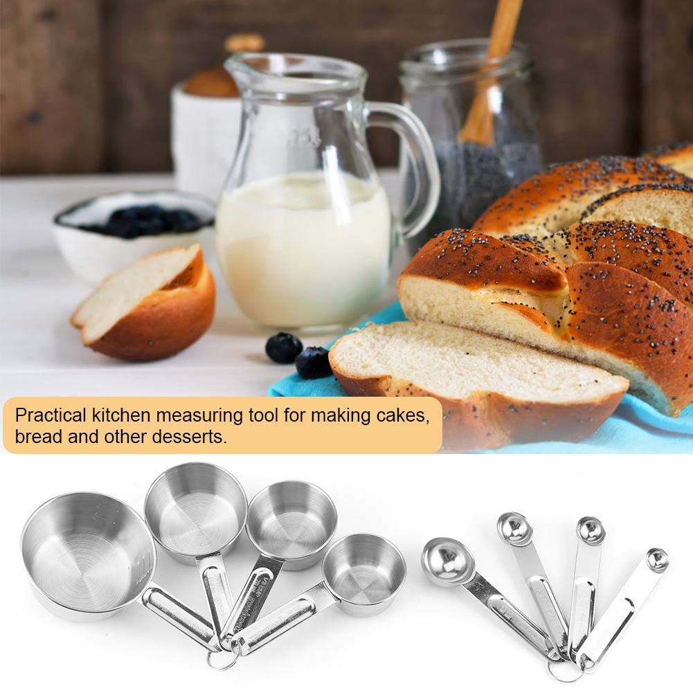 8 Pcs/Set Stainless Steel Baking Tools Measuring Cup for Making Cakes Measuring Cup, for Making Bread Other Desserts for Home Kitchen Desserts/Bakeries