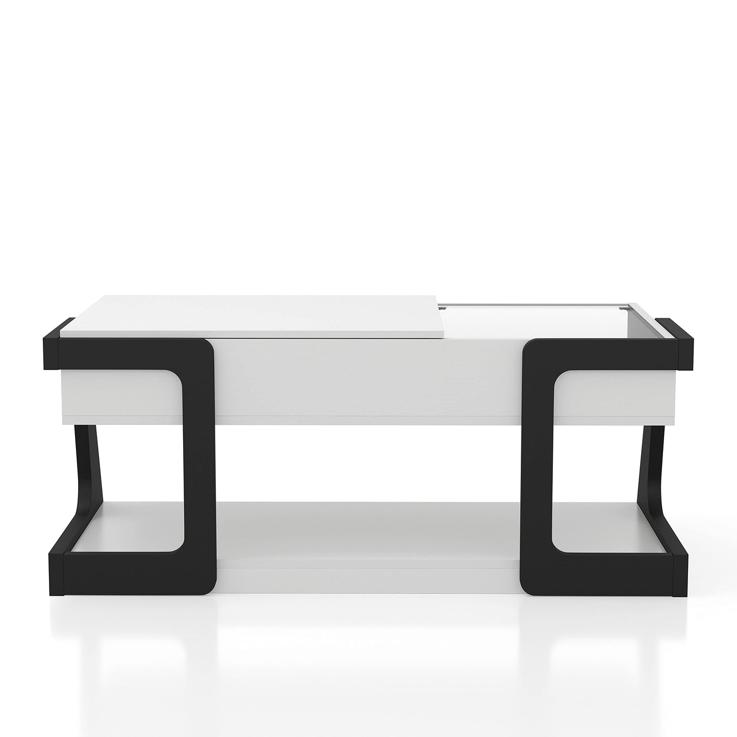Furniture of America Golden Modern Rectangle Lift-Top Storage Wood 50 in. Coffee Table with 1 Shelf for Living Room, Bedroom, Reception Room, White