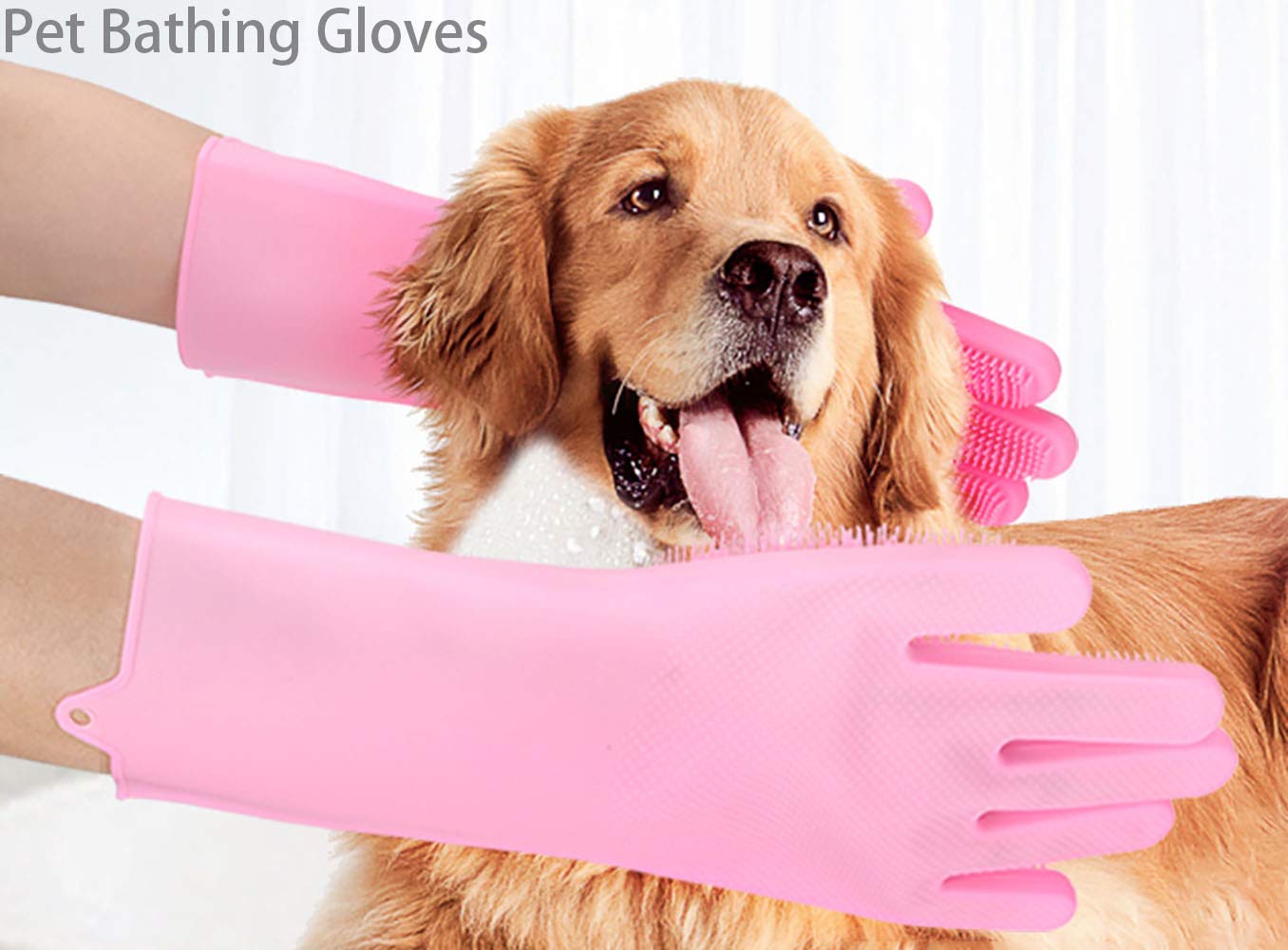 Pet Grooming Gloves - Soft and Durable Silicone Scrubber for Bathing, Hair Removal for Dogs, Cats, Horses