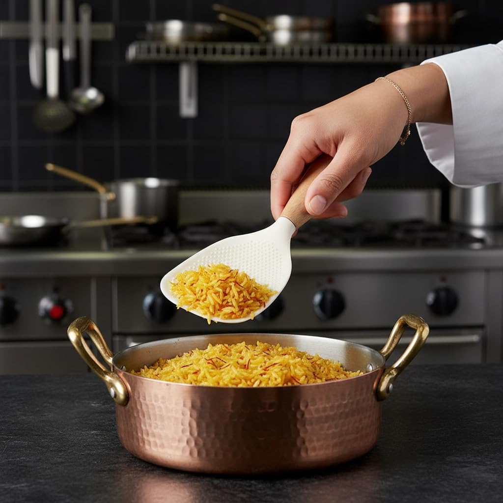 1Pc Standing Silicone Rice Spoon Paddle, Rice and Potato Servers,Household Rice Shovel Heat Resistant Anti-scalding Rice Scooper, Serving Spoons(White)