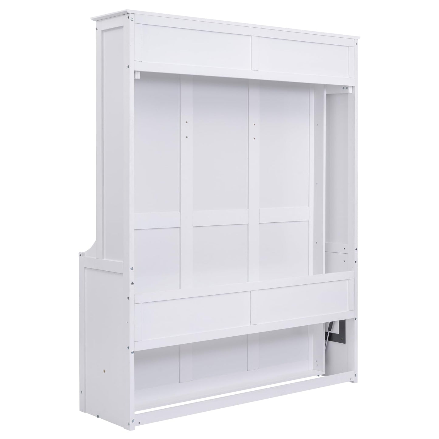Merax Upgrade Queen Size Murphy Bed Space-Saving Wooden Wall Bedframe with a Shelf for Guest Room,Home Office,White