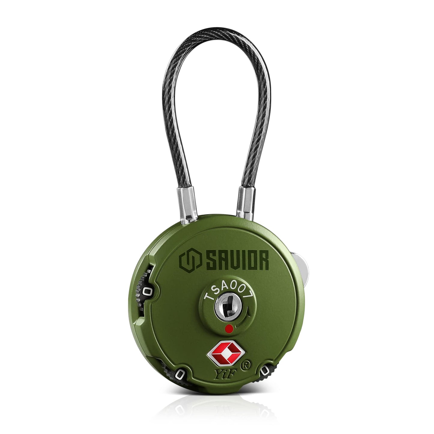 Savior Equipment Quality TSA-Approved 3-Digit Combination Cable Travel Luggage Locks for Rifle Bag Firearm Gun Case Accessories Ammo Boxes Outdoor Storage, Olive Drab Green, 1-Pack