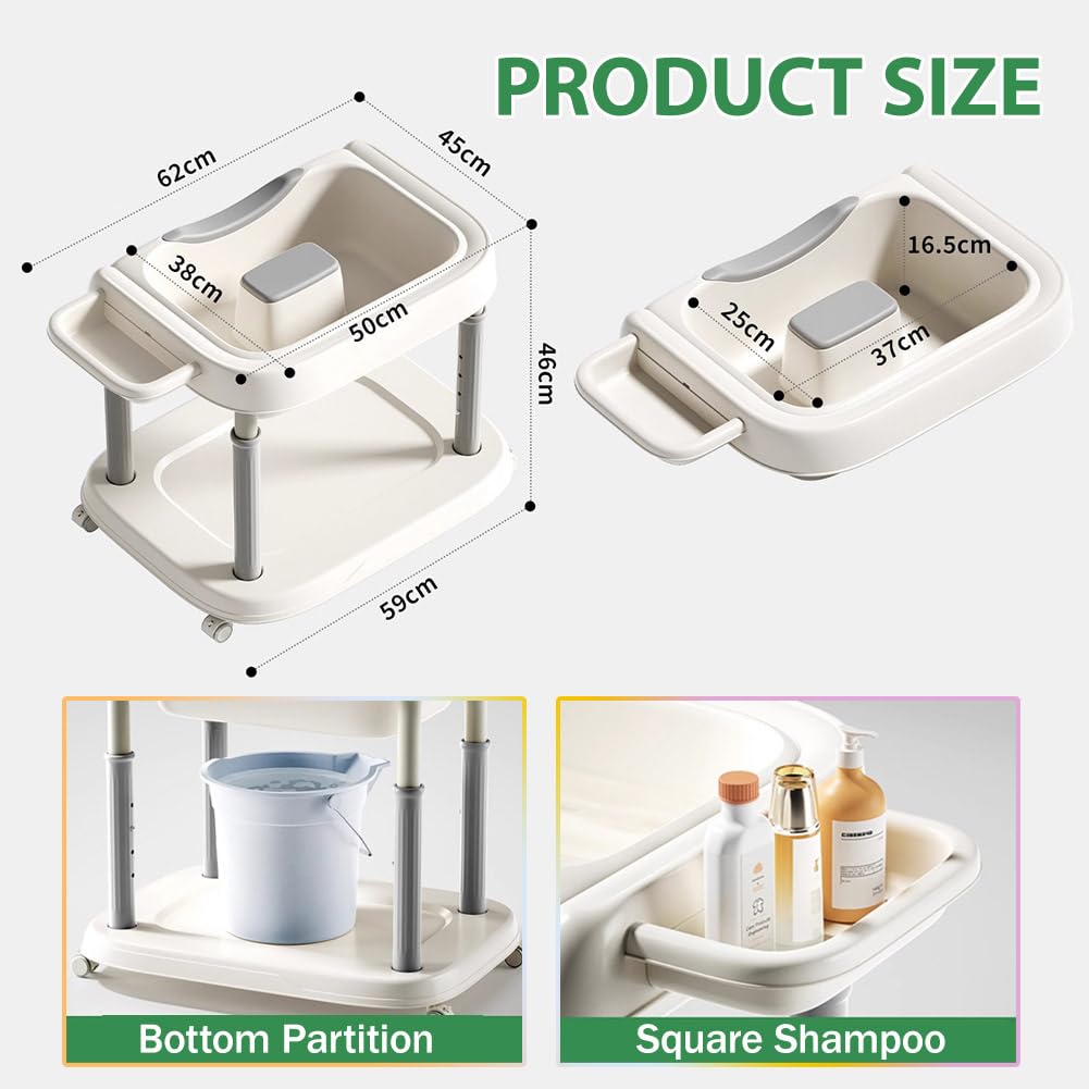 Home Hair and Scalp Spa Treatment Kit, Portable Waterfall Shower Head Shampoo Basin, with Pump Water Circulation Stand, Suitable for The Elderly, Bedridden Individuals,Bb