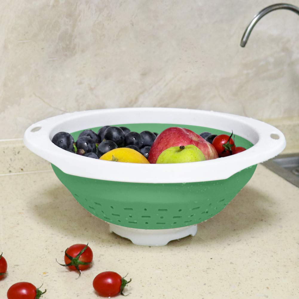 QiMH Collapsible Colander and Strainer, 5 Quart(1.25 gal) BPA Free & Dishwasher-safe Silicone Foldable Strainer, Heavey Duty Kitchen Drainer Basket for Pasta, Veggies and Fruits