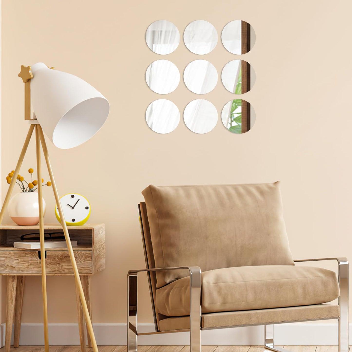 Suwimut Set of 40 Glass Mirror Tiles, 5 Inch Round Small Glass Circle Mirror Candle Plates Wall Mount Mirrors Bulk for Wedding Table Centerpieces, DIY Crafts, Home Decorations