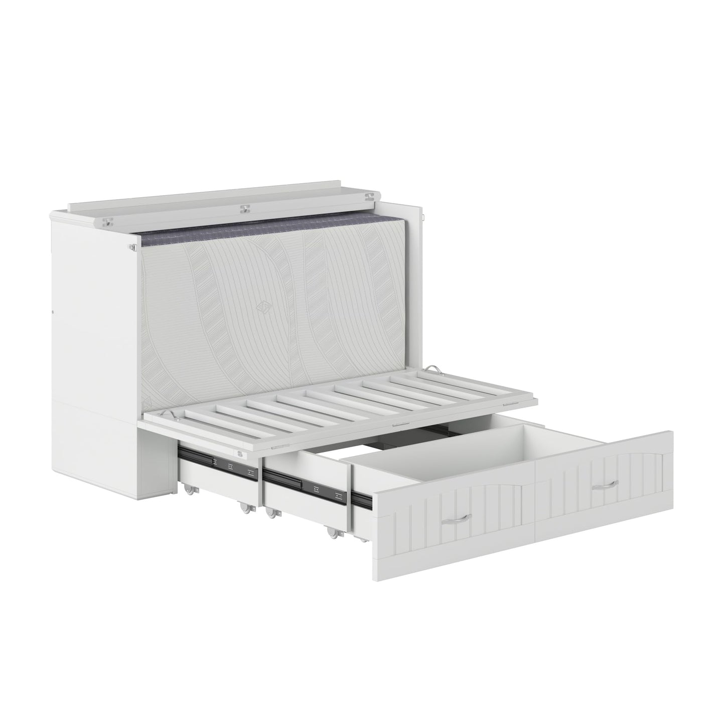 AFI, Southampton Murphy Bed Chest Full with 6" Mattress, Built-in USB Charger & Storage Drawer, White