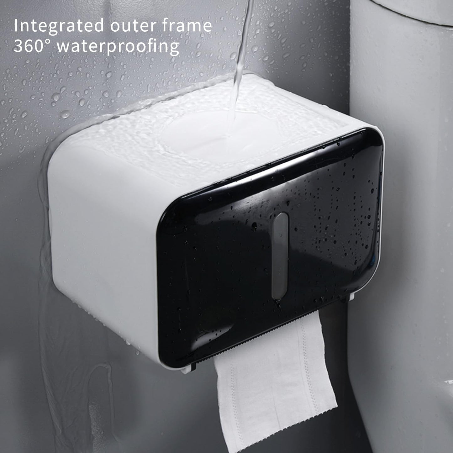 2026 Upgraded Toilet Paper Holder for Wall – Adhesive, No Drilling – Fits Standard Rolls Up to 5.1" Diameter – 11LBS Capacity, 15oz Thickened ABS, 8.3" Wide Shelf – Waterproof for Bathroom, RV, Black