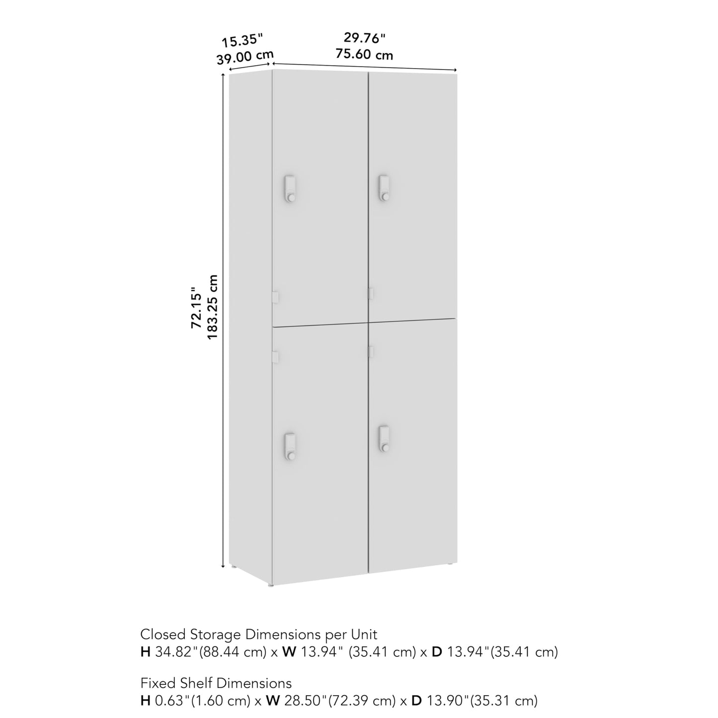 Bush Business Furniture Two Tier 4 Door Storage Lockers with Keypad Locks, Office Furniture, Assure Collection, White