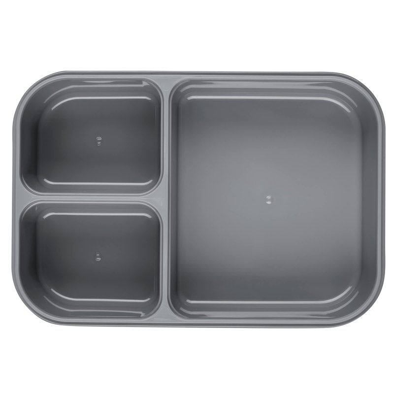 LocknLock LOCK & LOCK On the Go Meals Three Compartment Divided Lunch Box Container with Sauce Cup for School or Work, 50.7-Ounce, Gray