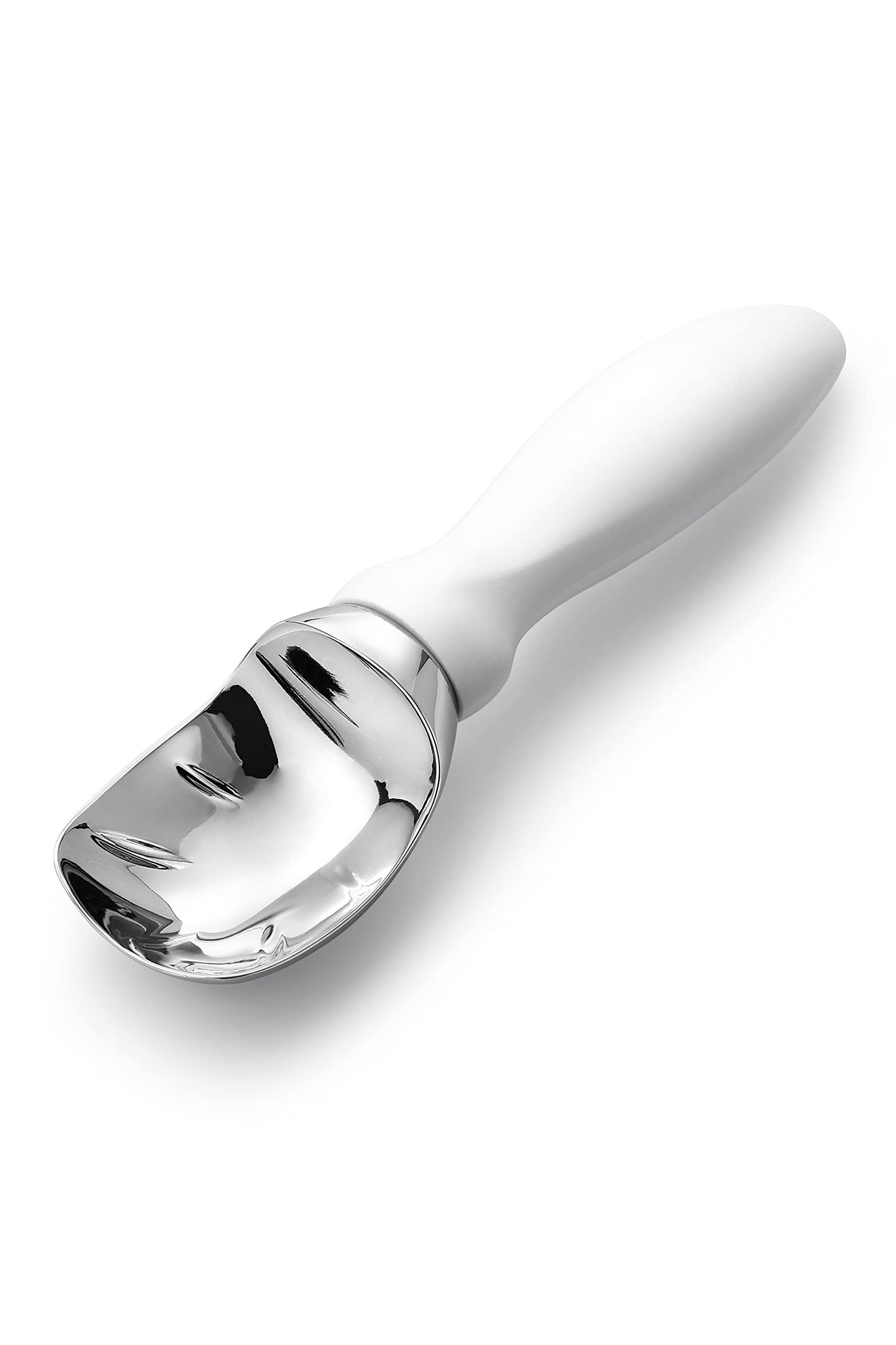 Spring Chef White Commercial Ice Cream Scoop with Comfortable Handle - Heavy Duty Metal Ice Cream Scooper for Frozen Yogurt, Gelato, Sorbet, Melon, Sundae - Dishwasher Safe Kitchen Tool