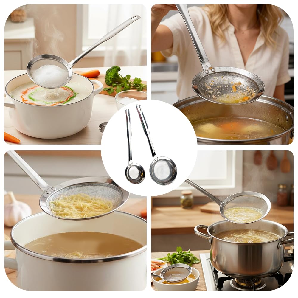 Fine Mesh Stainless Steel Colander,2025 Stainless Steel Filter,Durable Multi-Functional Kitchen Cooking Net Strainer (2-Piece Set),Strainers Fine Mesh,Profesional Stainless Strainer.
