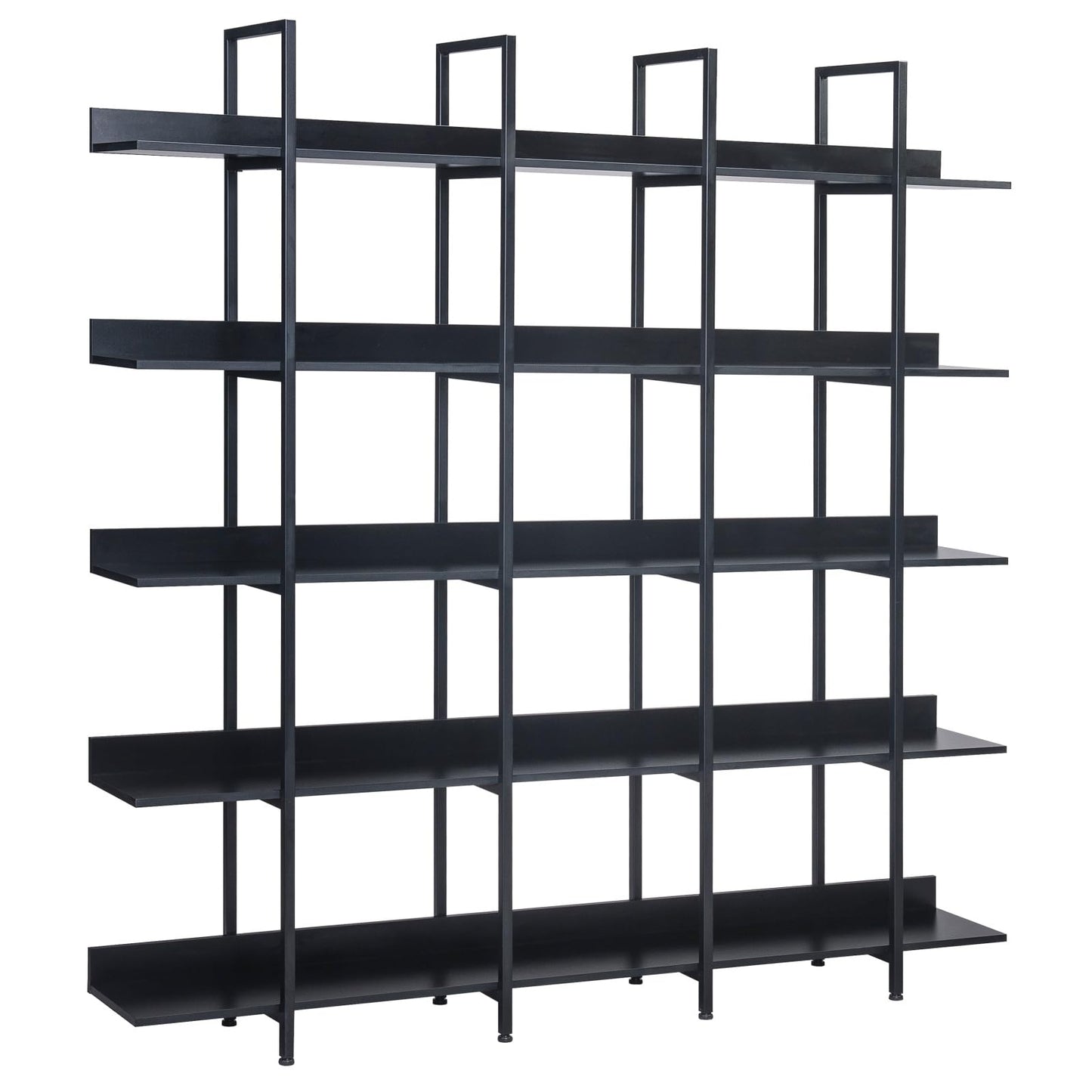 KCSWKJ 5 Tier Bookcase Home Office Open Bookshelf, Vintage Industrial Style Shelf with Metal Frame, MDF Board
