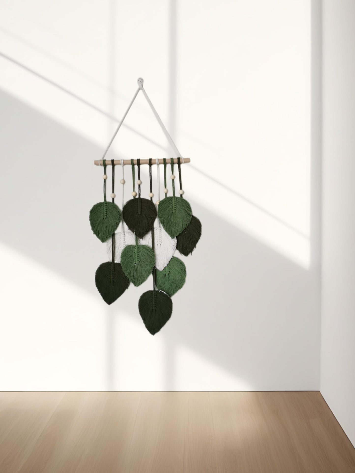 Jditngp DIY Macrame Leaf Wall Hanging Beginners Boho Wall Leaf Tapestry Kit Handmade Woven Tapestry Feather Wall Hanging DIY Macrame Kit for Adults Birthday Gift DIY Craft Kits 11.8inch (Green)