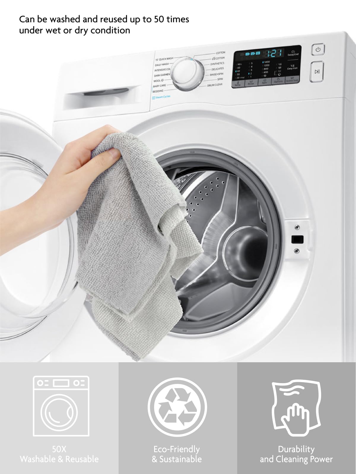 Fantasticlean Microfiber Cleaning Cloth Roll -75 Pack, Tear Away Microfiber Towels, 12" x 12", Reusable, Washable, Scratch Free, Ultra Absorbent Dishcloth for All-Around Cleaning Supplies (Cool Grey)