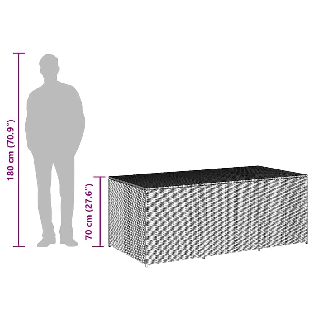 GKHPYURE Poly Rattan Patio Storage Box, 70.9x35.4x27.6 Inch Large Outdoor Storage Trunk with Gas Lift Lid, Powder-Coated Steel Frame, Hand-Woven for Cushions