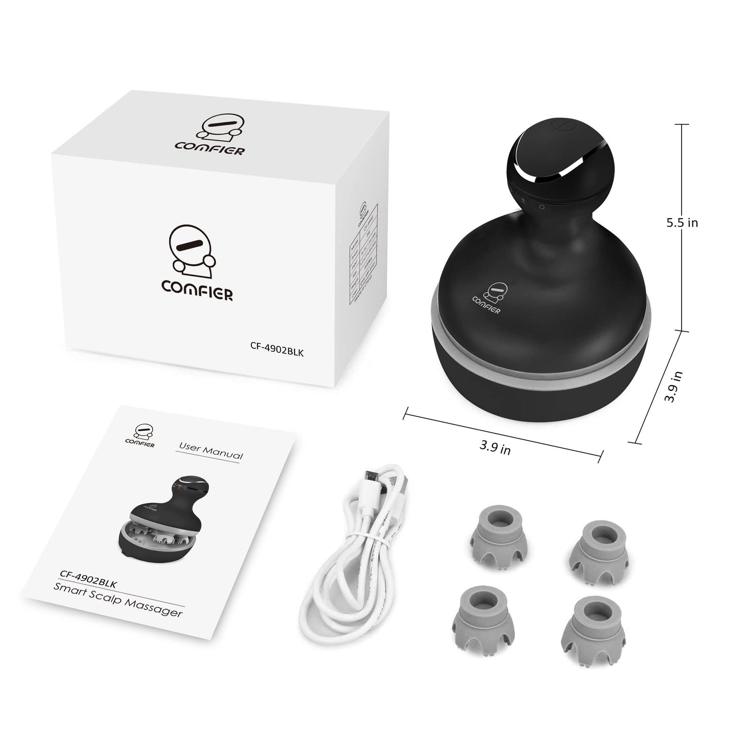 COMFIER Electric Scalp Massager with Mutlti-Modes Vibration, Portable Handheld Head Scratcher for Hair Growth,Waterproof Head Massager for Full Body,Dog Cat Massager for Deep Clean and Stress Relax
