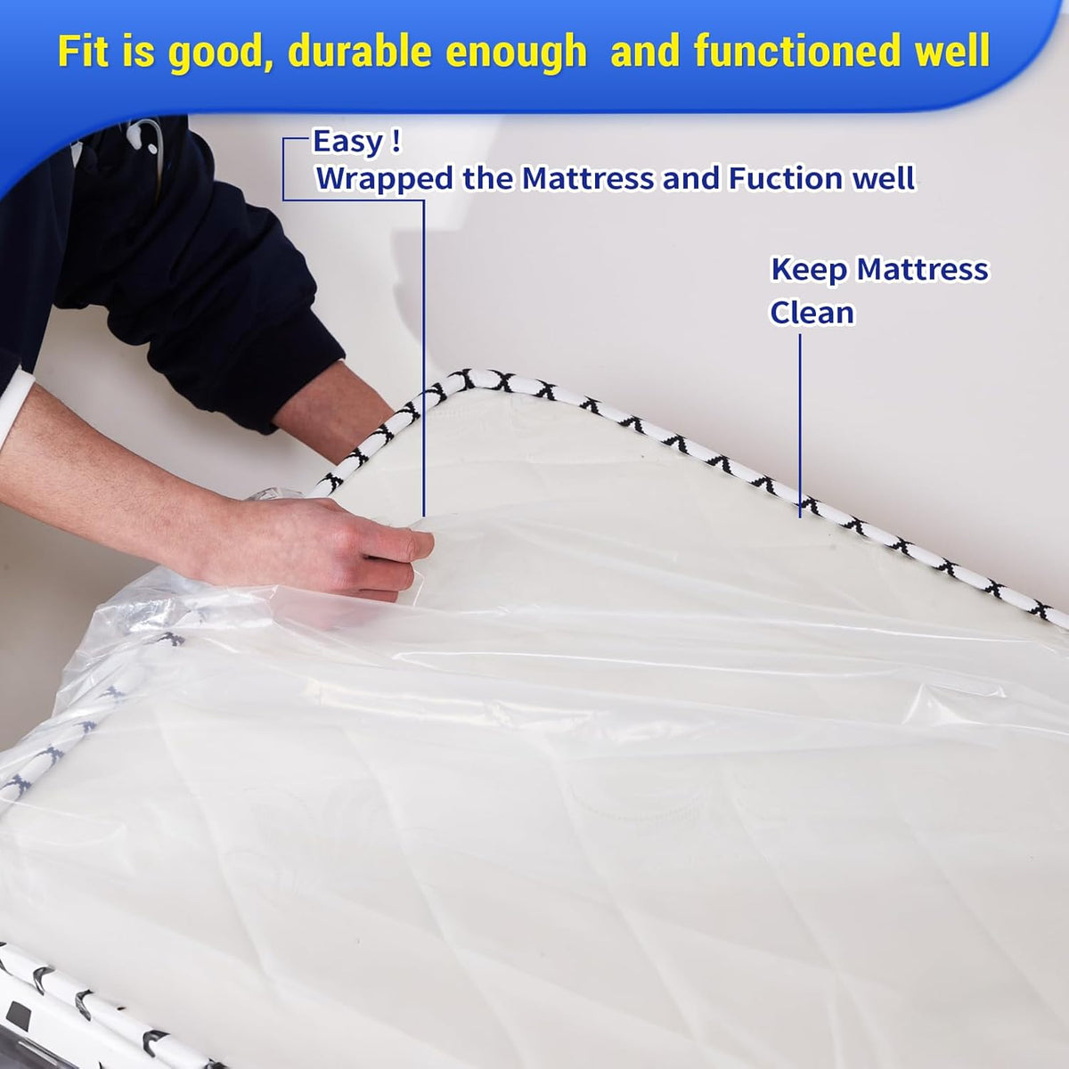 Queen Size Mattress Bag - Heavy-Duty Plastic Protector Cover for Moving | 1PK