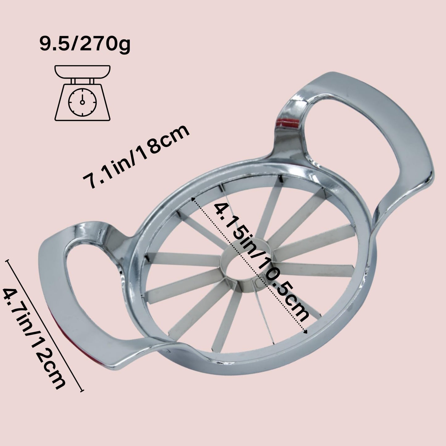 Stainless Steel Apple Slicer and Corer - Sturdy and Sharp slices,Upgraded 12-Blade Extra Large Apple Cutter & Heavy Duty Divider for Vegetables & Fruits up to 4 Inch Apples Slicing Core Remover Tool