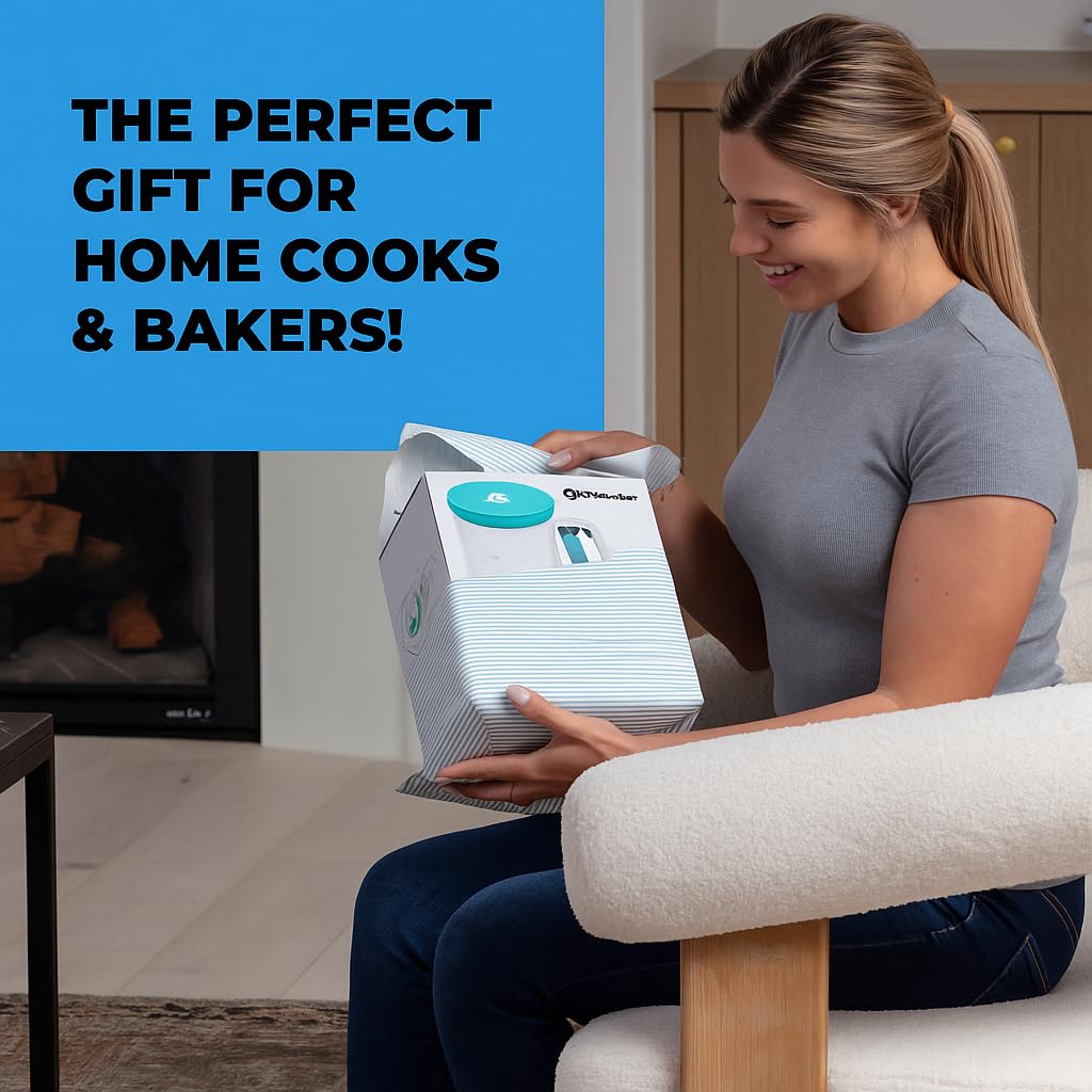 Pancake Batter Dispenser - Kitchen Must Have Tool for Perfect Pancakes, Cupcake, Waffle, Muffin Mix, Cake & Crepe - Easy Pour Baking Supply for Griddle - Pancake Maker with Measuring Label (Turquoise)