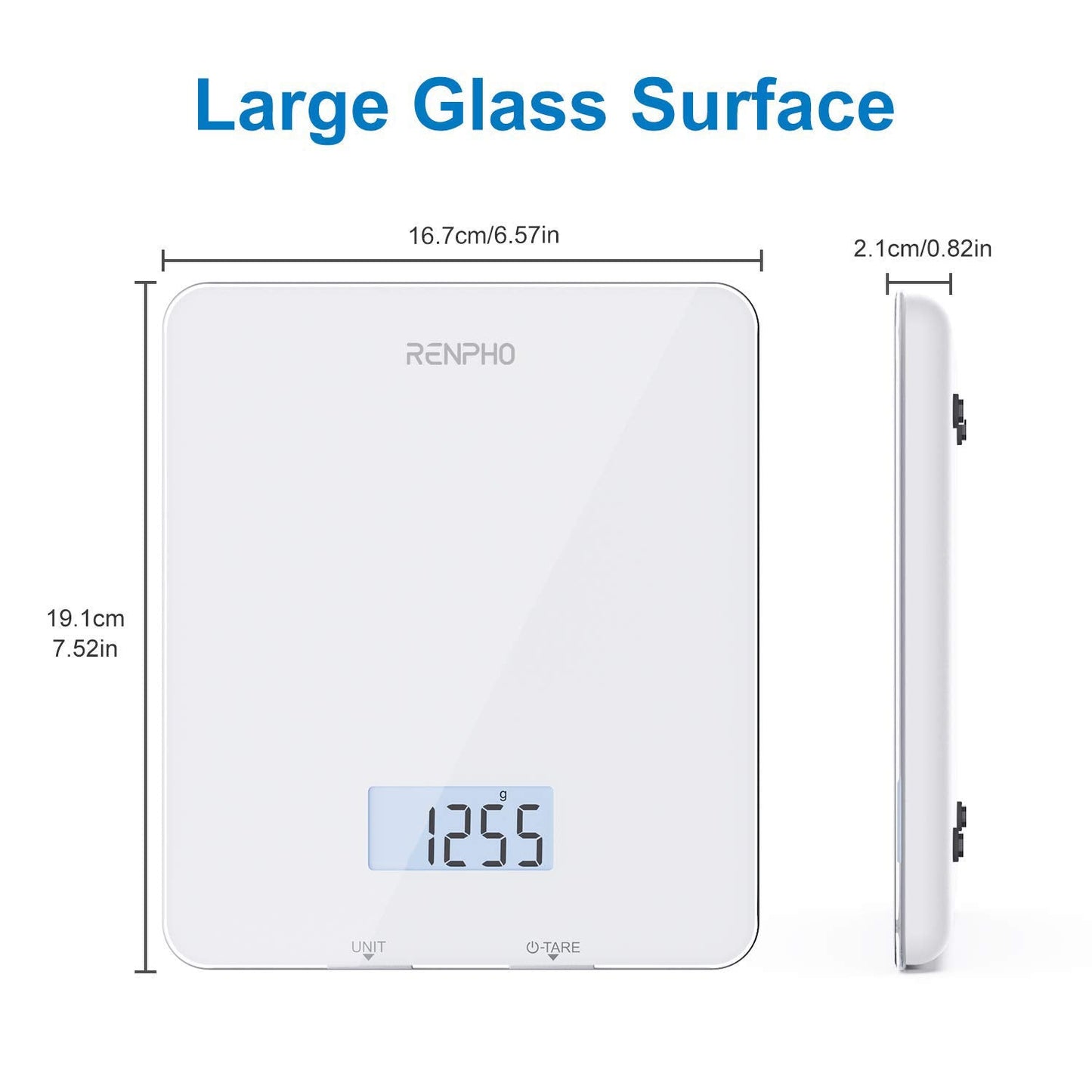 RENPHO Food Scale with Nutritional Calculator, Digital Kitchen Scale for Weight Loss, Smart Food Weight Scale with App for Macro Keto Calorie Cooking, Grams and Ounces, White, 11lb/5kg