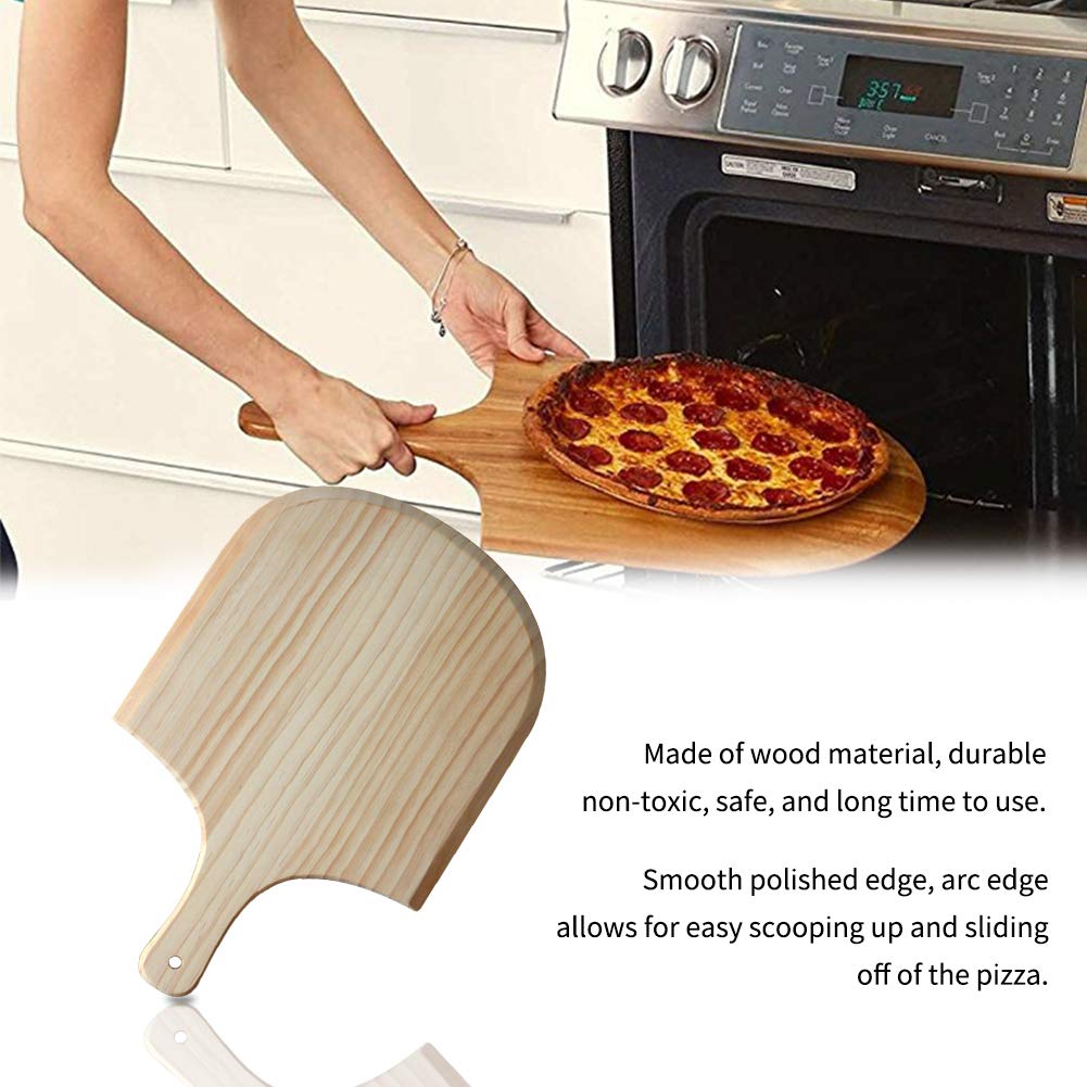 EMVANV Pizza Tray,Wooden Pizza Board with Handle for Homemade Pizza,Cutting Fruit Vegetables, Breads,Cheese and Serving Board(size:10 Inch), as picture show