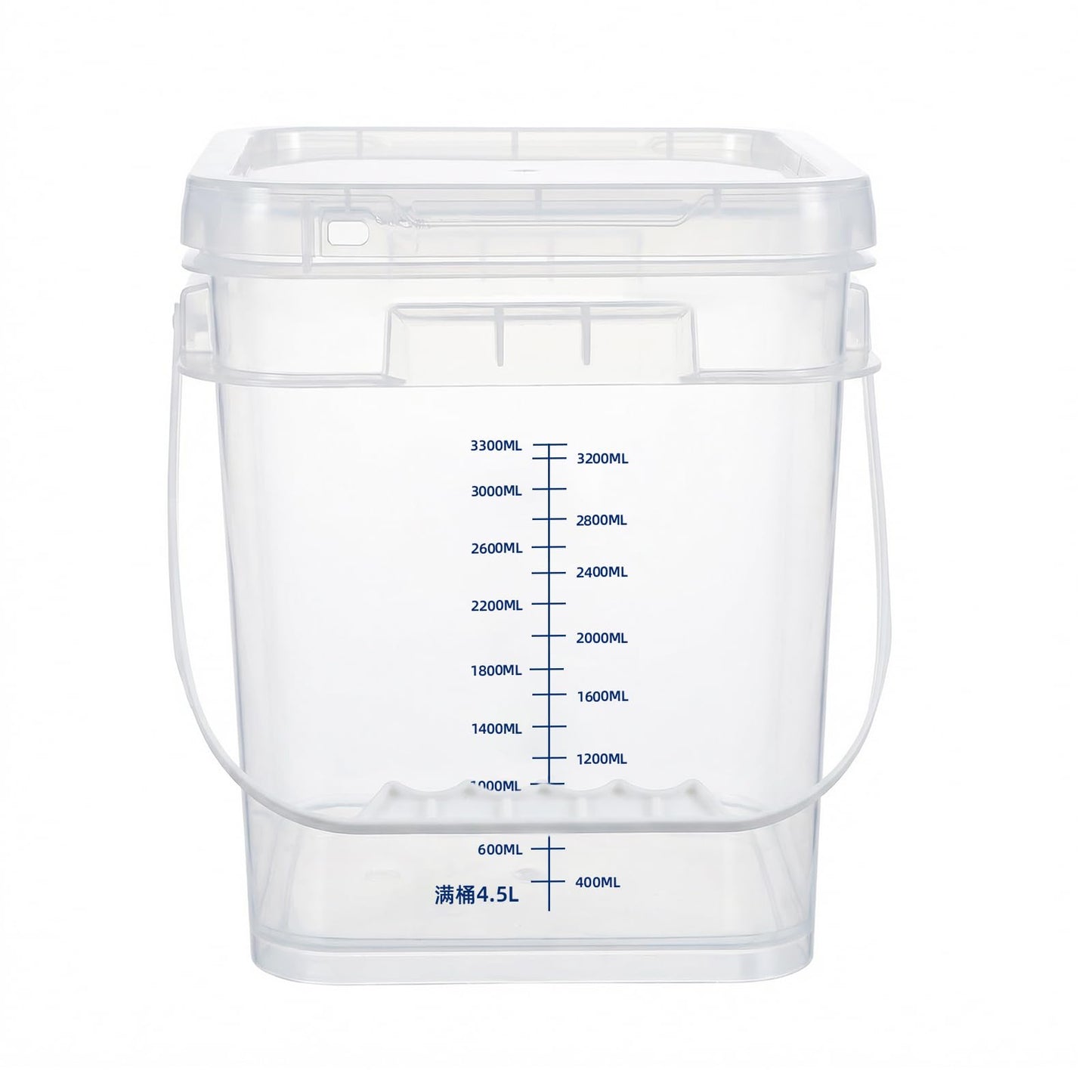 ASEVAT 2 PCS 1 Gallon Clear Square Food Grade Bucket with Graduated Markings & Lid, Heavy-Duty Plastic Pail with Comfort Grip Handle for Food Storage & Cleaning