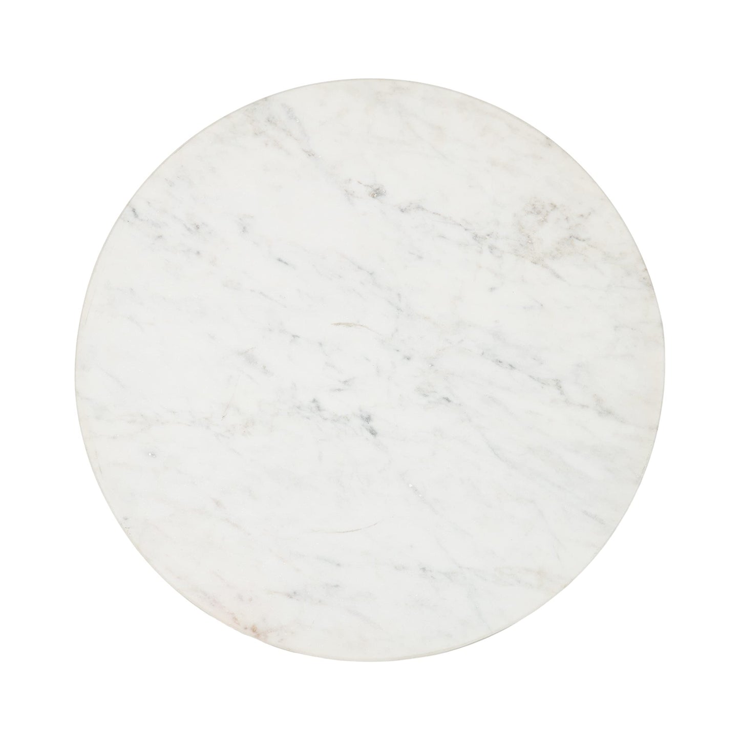 Kate and Laurel Solvay Round Metal and Marble Side Table; 16 x 16 x 24; White Marble and Antique Brass; Modern Glam Bedroom Nightstand Table with Premium Natural Marble Stone and Iron Base
