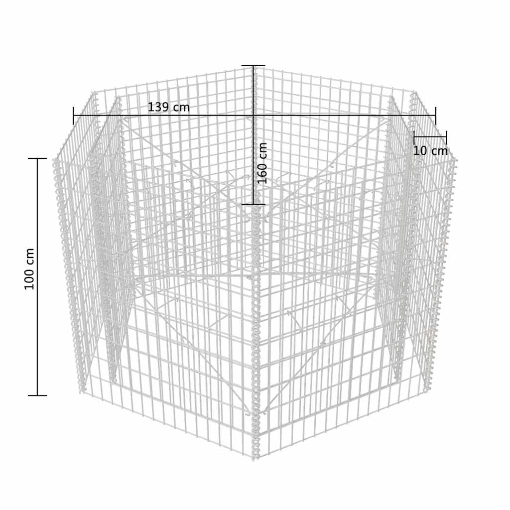 HETFTJN Hexagonal Gabion Raised Garden Bed 63"x55.1"x39.4" Large Galvanized Steel Planter Box for Outdoor Patio Flower Beds Sturdy Construction