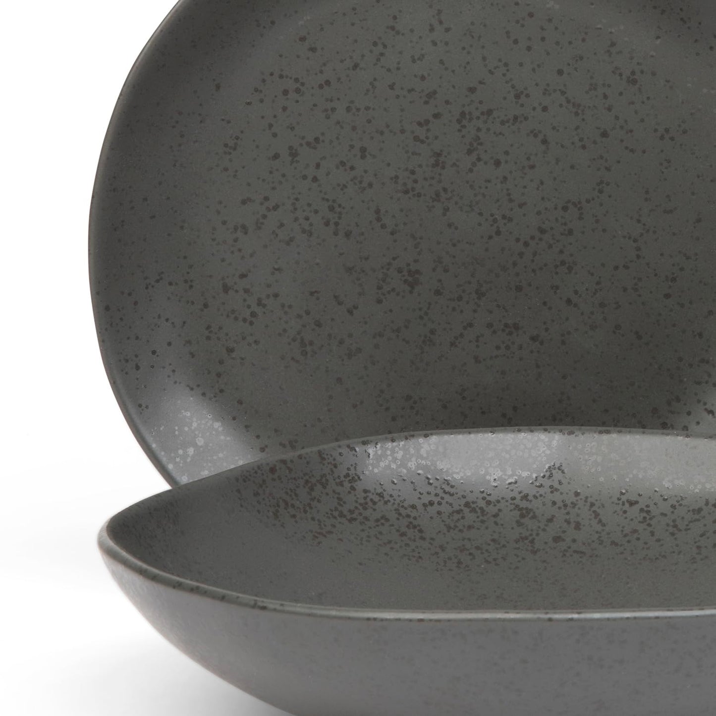 Trasa Home by Larder & Vine, Eco-Friendly High Fired Artisan Stoneware, Organic & Modern Dinnerware, 16 piece set, 4 place settings (Charcoal)