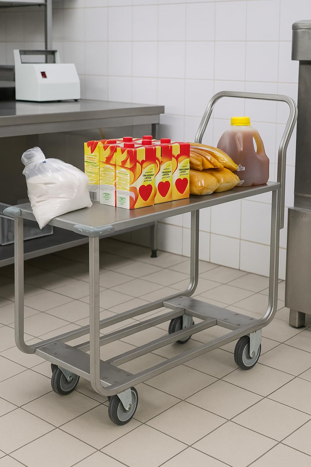 HUBERT Commercial Stainless Steel Heavy Duty Silver Utility Cart - 47" L x 20" W x 40" H