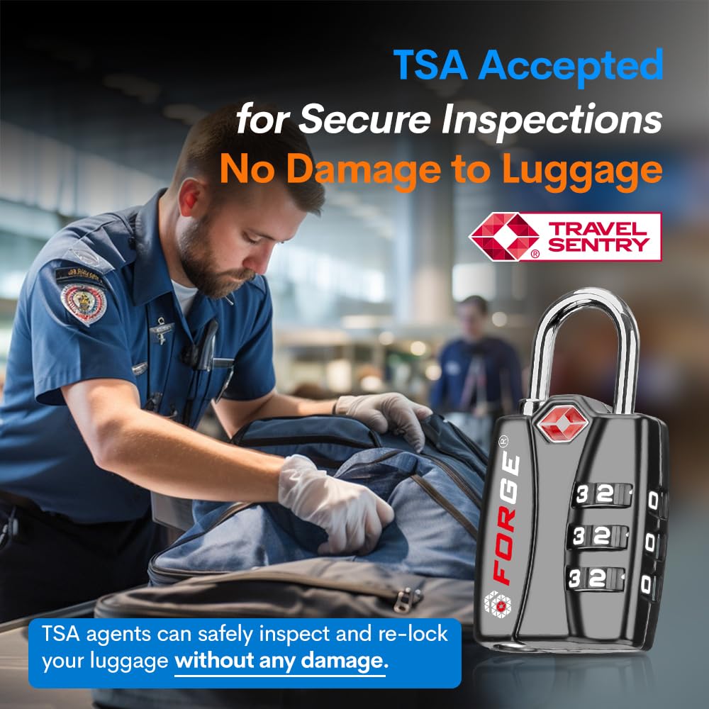 Forge TSA Approved Luggage Locks - Black 2 PK