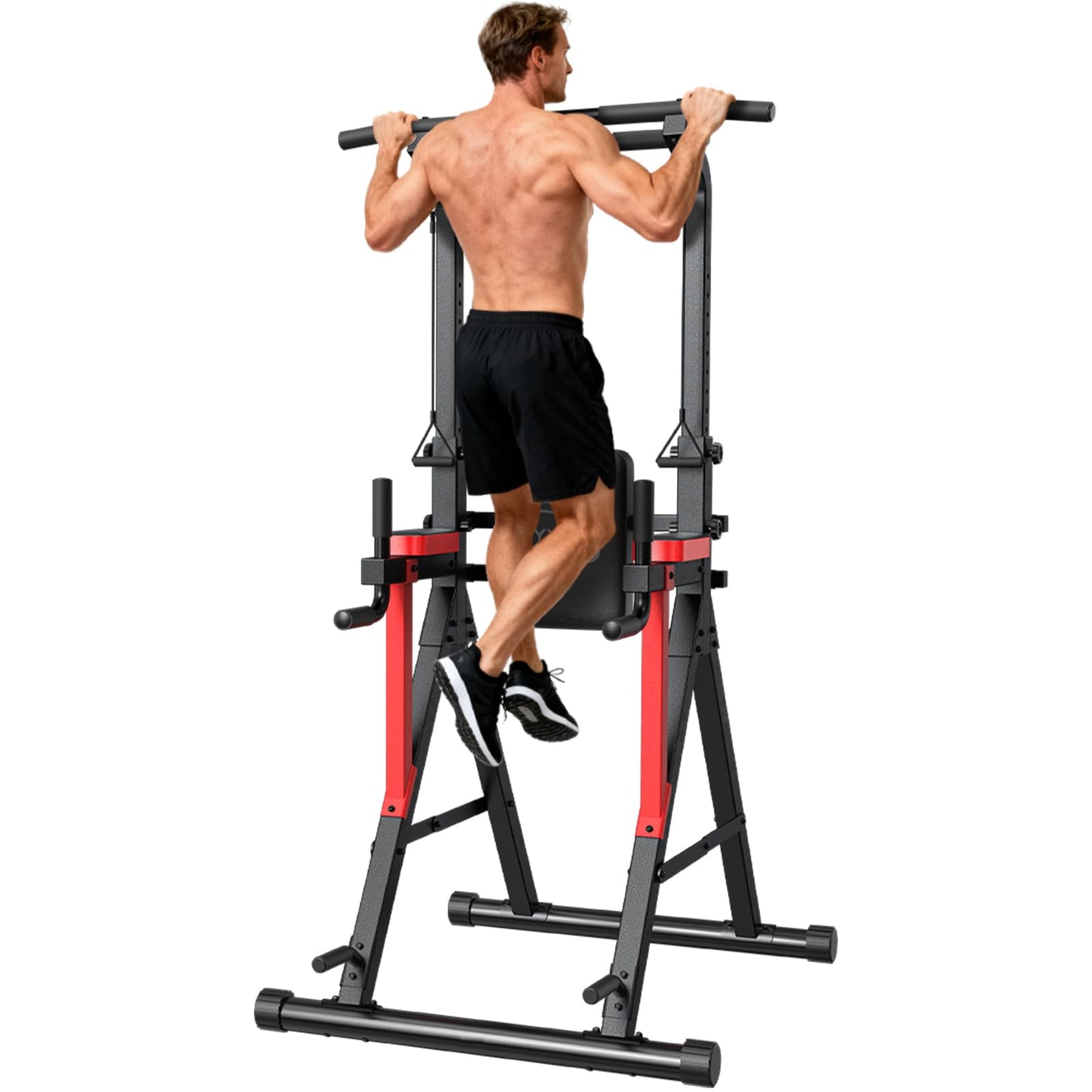 Pull Up Bar Free Standing, 13-Level Adjustable Height Dip Station Yellow