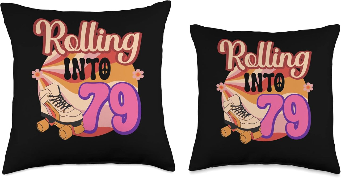 In-line Skates Throw Pillow, 16x16, Multicolor Rolling Into 79 Towards 1947