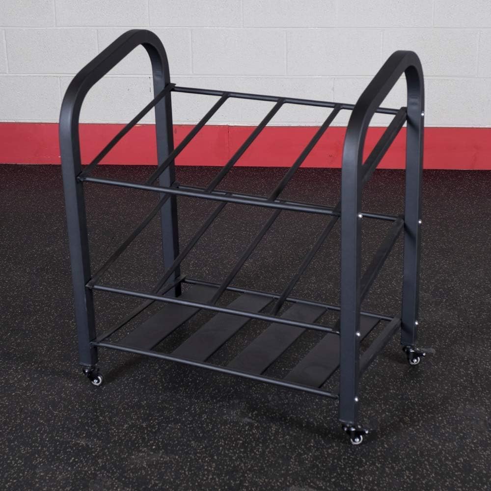 Body-Solid (GYR500 Foam Roller Storage Organizer and Yoga Mat Rack Holder with Lockable Wheels, Commercial and Home Gym Accessories Can Hold 12 Fitness Rollers and Mats
